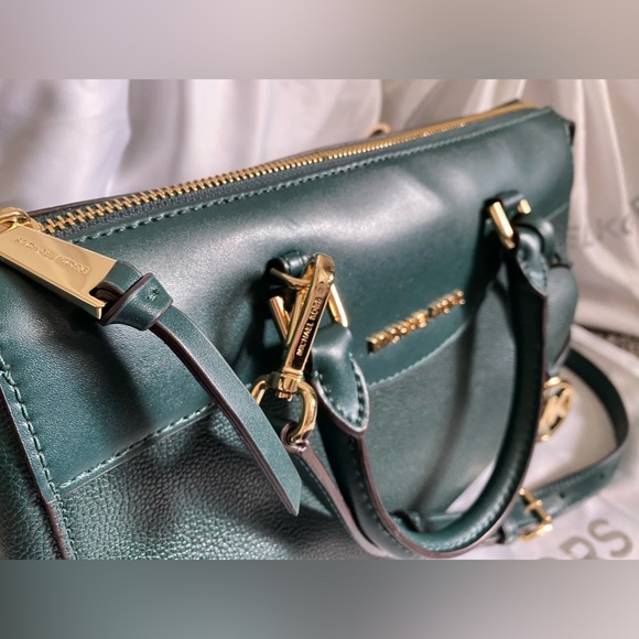 NEW Maya Pebbled Leather Satchel (in rare amazon green) - Picture 3 of 15